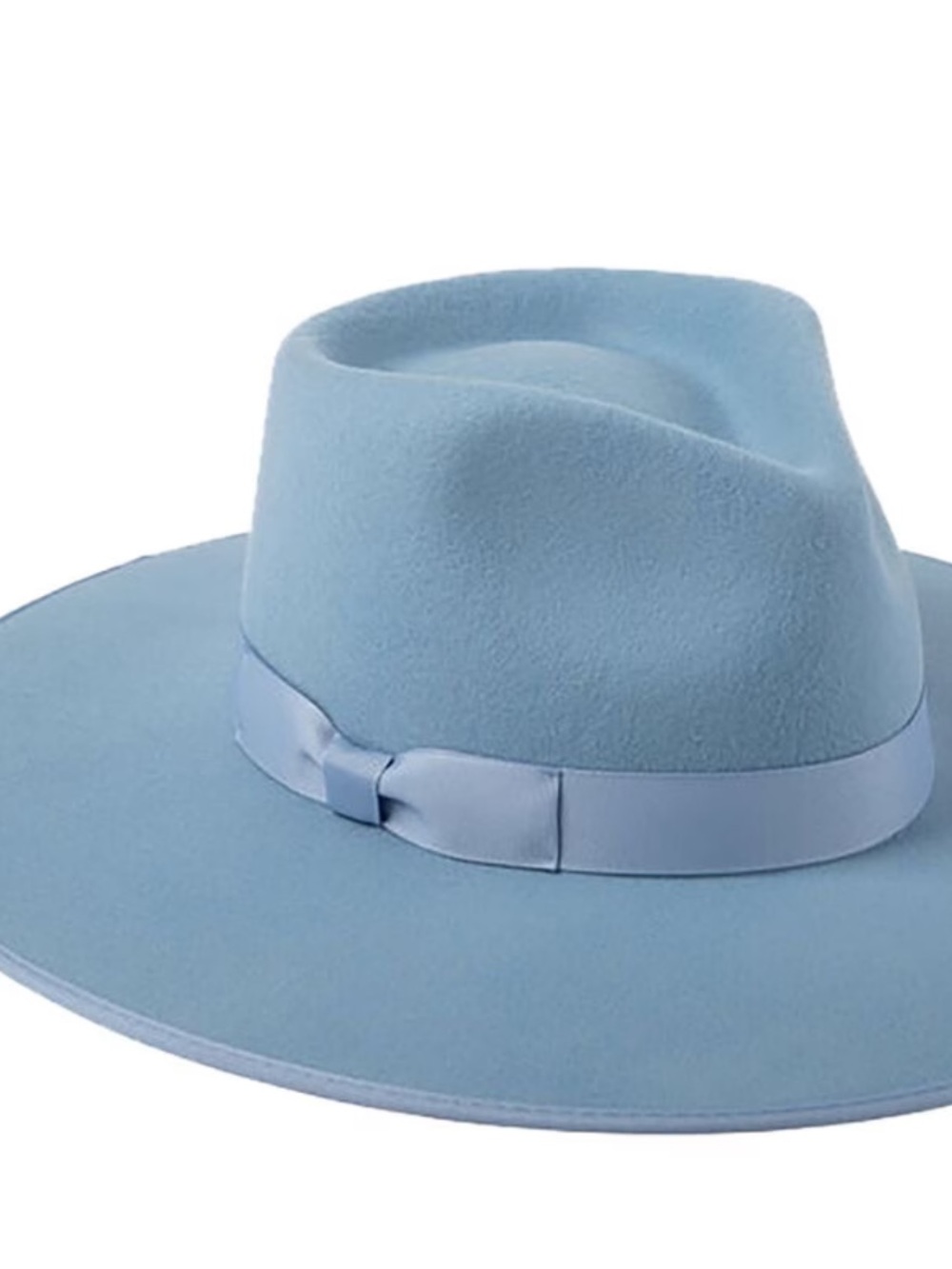 Lack Of Color Light Blue Felt Fedora Hat with Tan Sweatband